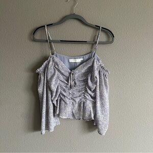 ASTR Periwinkle Floral Off Shoulder Top small